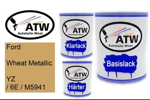 Ford, Wheat Metallic, YZ / 6E / M5941: 1L Lackdose + 1L Klarlack + 500ml Härter - Set, von ATW Autoteile West.